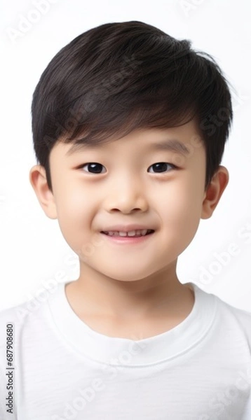 Fototapeta Smile of little Korean boy with healthy white teeth and hygiene Concept of advertising dentist and facial care