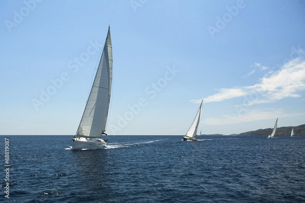 Fototapeta Sailing yacht on the race in a sea.