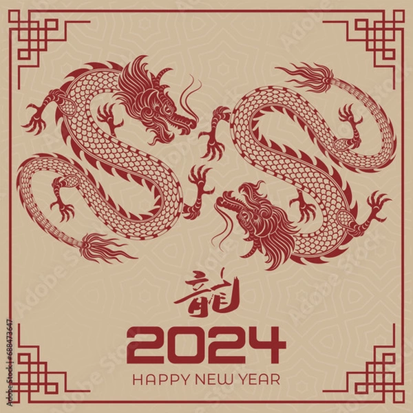 Obraz Happy Chinese New Year 2024 Chinese Zodiac Year of the Dragon