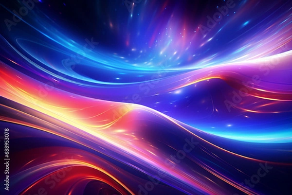 Fototapeta Abstract Neon Wave Background created with Generative AI