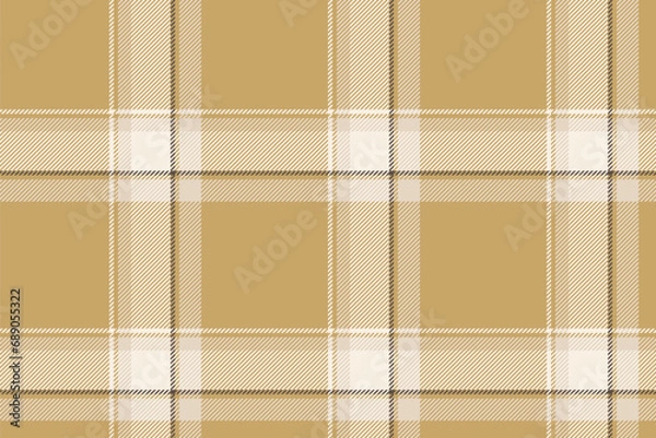 Fototapeta Plaid background, check seamless pattern in beige. Vector fabric texture for textile print, wrapping paper, gift card or wallpaper.