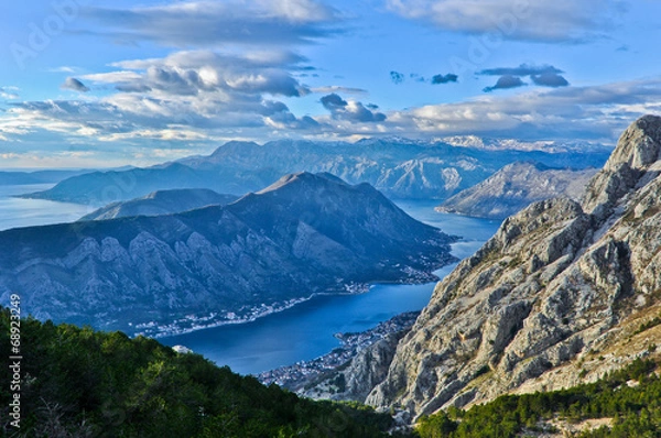 Fototapeta View of Kotor Bay Mountains, Montenegro