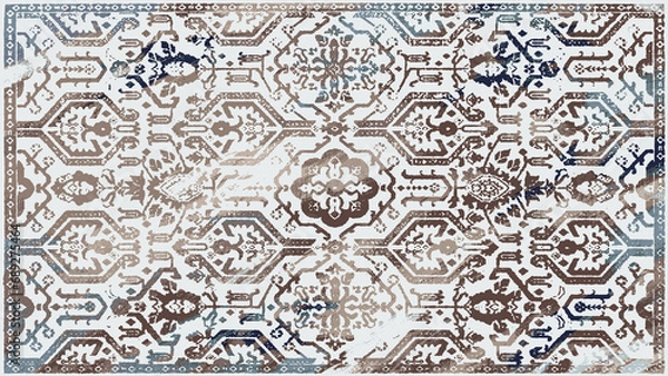 Fototapeta Carpet and Fabric print design with grunge and distressed texture repeat pattern 
