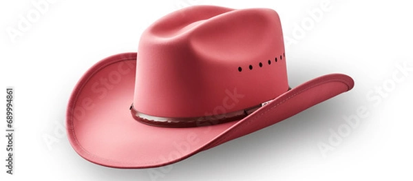 Fototapeta cowboy hat pink colour on a white background 