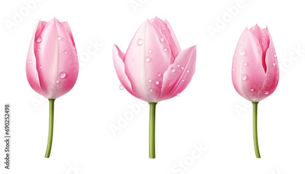 Fototapeta pink tulips isolated on transparent background cutout