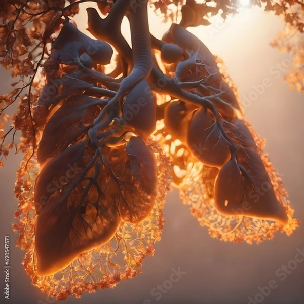 Fototapeta Abstract image of a human lungs. World lung day. Symbol of world lung cancer awareness month. 