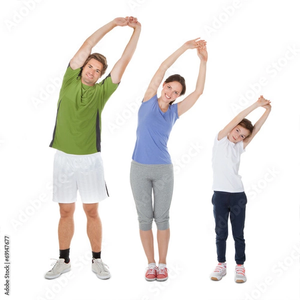 Fototapeta Fit Family Doing Stretching Exercise