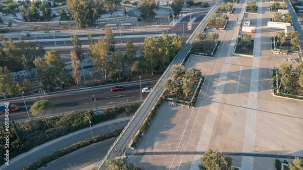 Fototapeta Athens at Dusk: Urban Plaza and Verdant Pathways