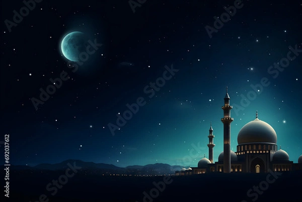 Fototapeta ramadan Kareem, Ramadan crescent moon, Eid Mubarak Islamic festival social media banner and Eid Mubarak Post Template, islam