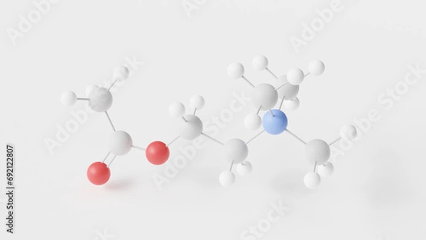 Fototapeta acetylcholine molecule 3d, molecular structure, ball and stick model, structural chemical formula neurotransmitter