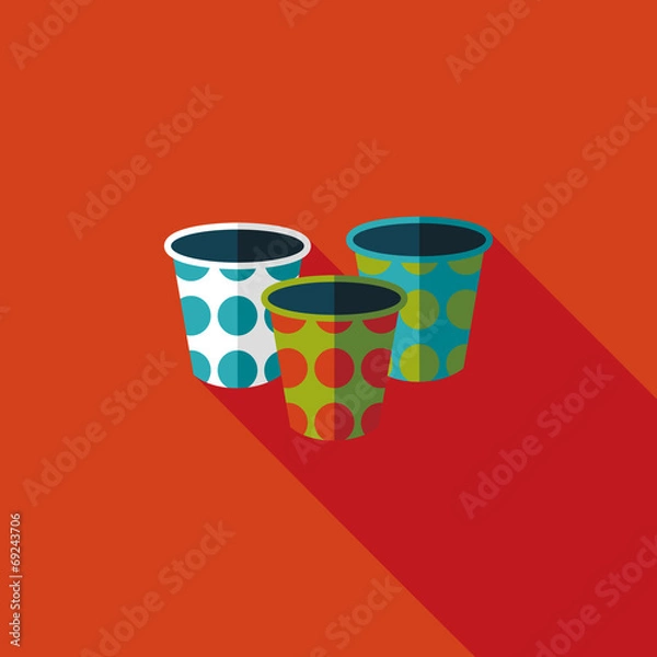 Fototapeta Paper Cup flat icon with long shadow,eps10