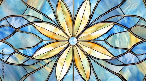 Fototapeta Stained glass window background with colorful abstract.	