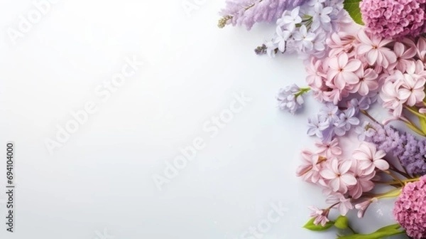 Fototapeta Beautiful flowers on the light background. Beautiful festive background with space for text