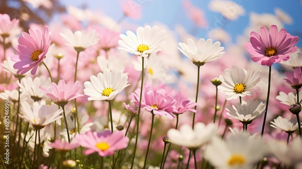 Fototapeta Springtime Symphony: Sunny Day Bliss in a Meadow of Daisies