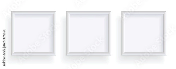 Fototapeta Photo frames isolated on white, rectangular frames mockup. Set of empty framing for presentations. Photo or picture painting frame, for art gallery interior. Vector template