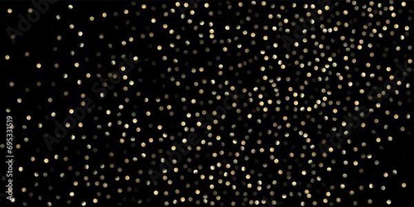 Fototapeta Gold Confetti Shower on Black. Golden Circles,