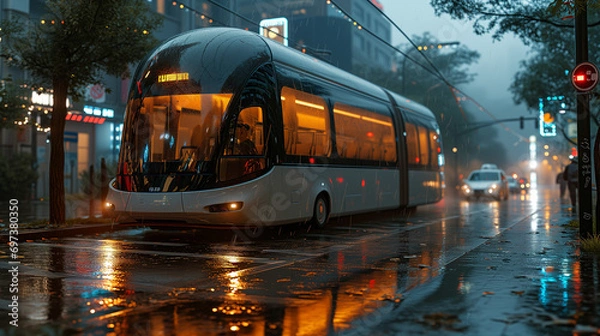 Fototapeta Le Bus du Futur Redéfinit le Transport Collectif