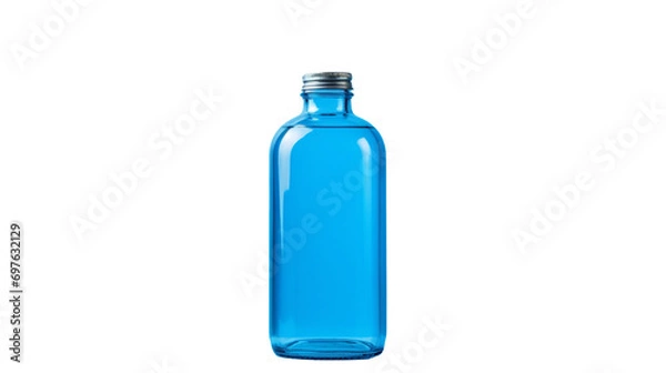 Fototapeta A blue yellow bottle,isolated on transparent background, cutout(png) - Generative AI