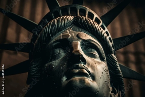 Fototapeta Detailed graphic of Statue of Liberty's face as tourist site. Generative AI