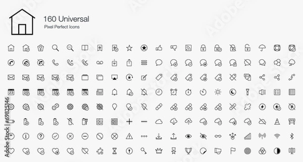 Fototapeta 160 Universal Pixel Perfect Icons (line style)