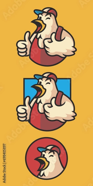 Fototapeta Chicken logo mascot fast food symbol