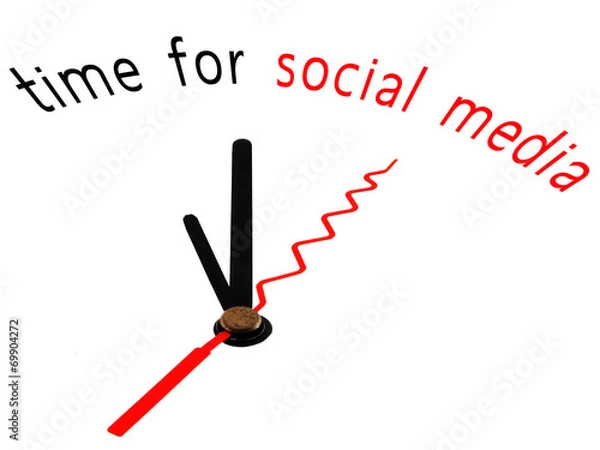 Fototapeta time for social media with clock concept