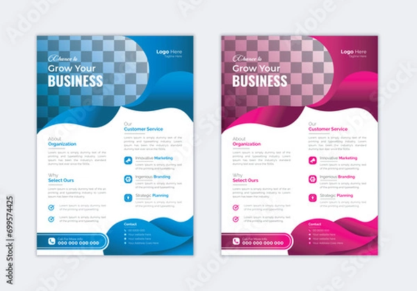 Fototapeta Business Flyer template layout design.
Corporate creative colorful business flyer
poster flyer pamphlet brochure cover design layout space for photo background, vector template design A4 size.