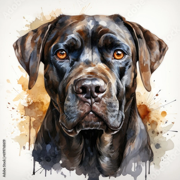 Fototapeta watercolor Cane Corso clipart, Generative Ai