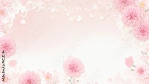 Fototapeta Beautiful pink background with roses, in soft tones.