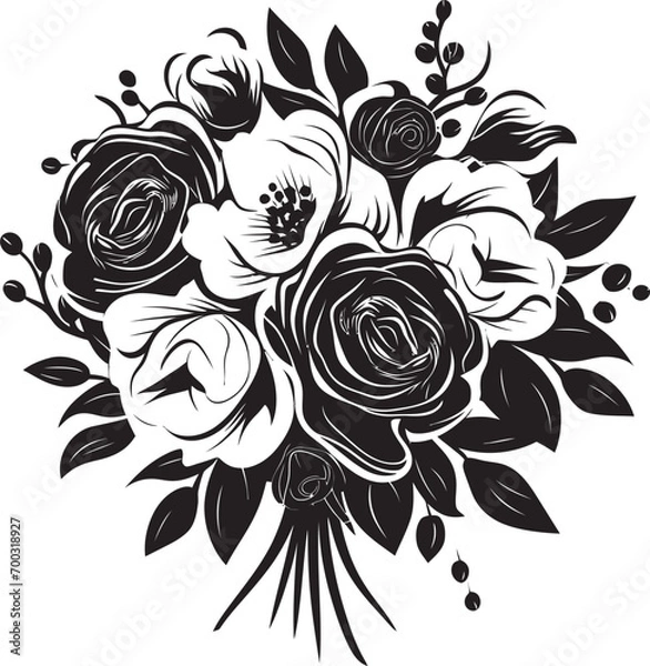 Fototapeta Bridal Bloom Essence Black Bouquet Emblem Finesse in Florals Bridal Bouquet Logo Design