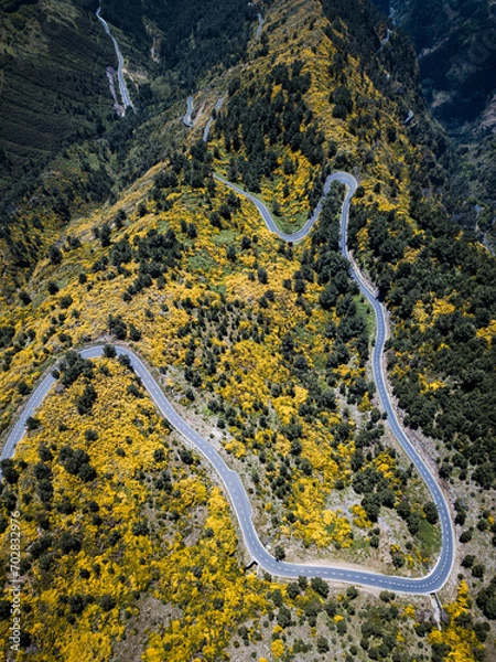 Fototapeta Aerial mountain road