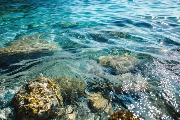 Fototapeta Clear Water Waves, Turquoise Sea, Tropical Paradise