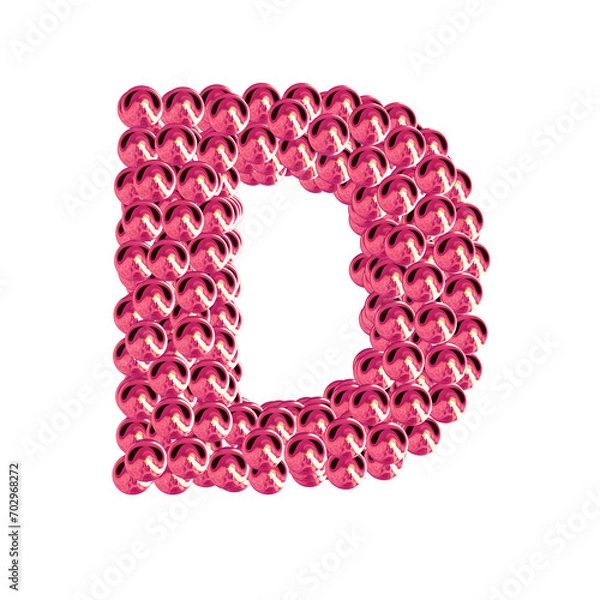 Fototapeta Pink symbols from spheres. 3d letter d