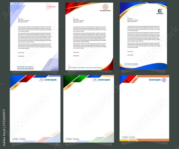 Fototapeta Professional corporate company business colorful letterhead template design with a4 size stationary item modern letterhead.