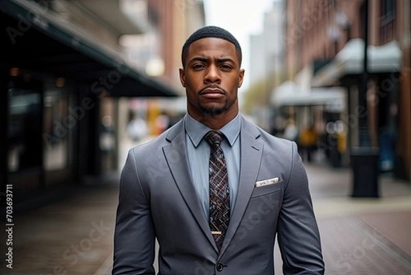 Fototapeta Confident businessman in an urban setting.