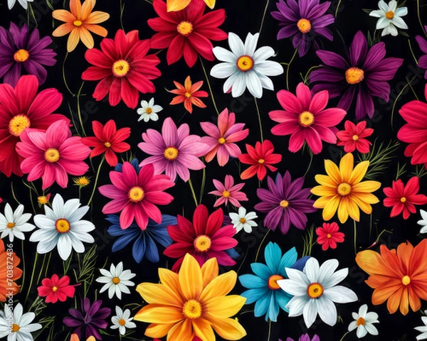 Fototapeta Seamless beautiful flowers pattern. floral wallpaper design. Generative ai