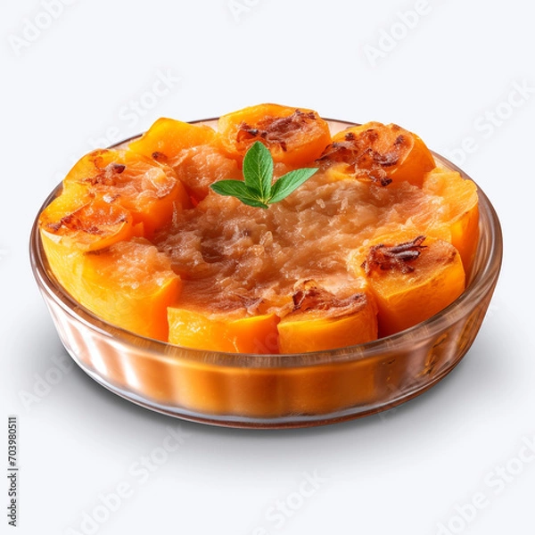 Fototapeta a dish of baked pumpkin isolated on transparent background created with Generative Ai