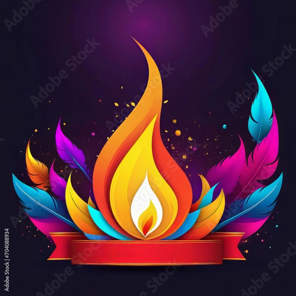 Fototapeta vector illustration, Holika Dahan celebration banner with copy space, pop art design, Indian holidays,