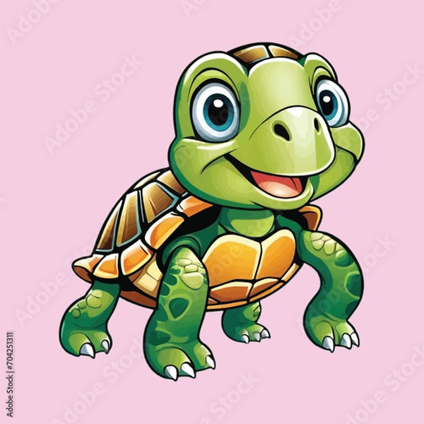 Obraz clip art, vector of cute turtle