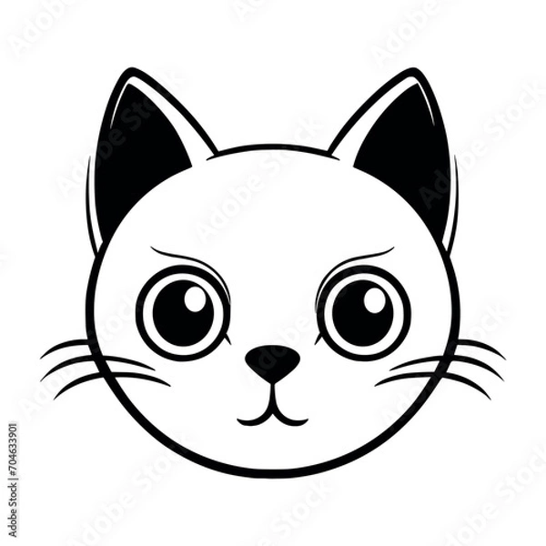 Fototapeta Cute cat vector black and white cartoon character design collection. White background. Pets, Animals.