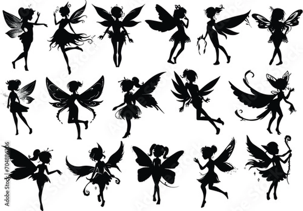 Fototapeta Set of Fairy Silhouette Collections