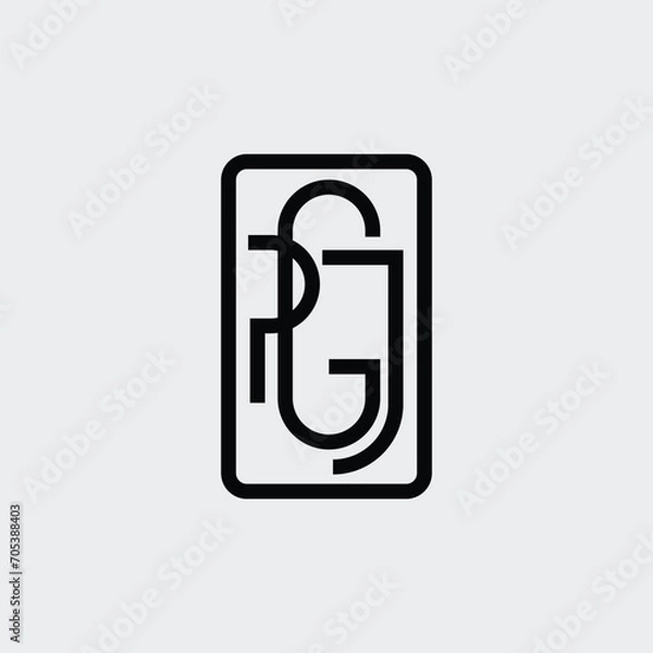 Fototapeta PGJ monogram vector logo. Logo made from thin lines and positioned within a box. Vintage logo for company, business, product, personal brand, and event.