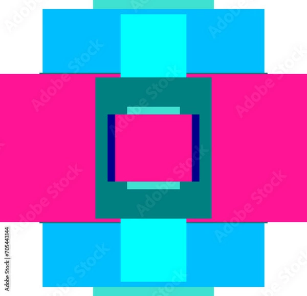 Fototapeta An abstract retro transparent concentric block shape design element