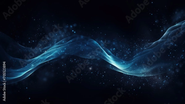 Fototapeta Abstract technology futuristic 3d background with blue lines curved wavy sparkle. Elegant exclusive design for invitation, wallpaper, greeting, banners, brochures, advertising. Generative AI