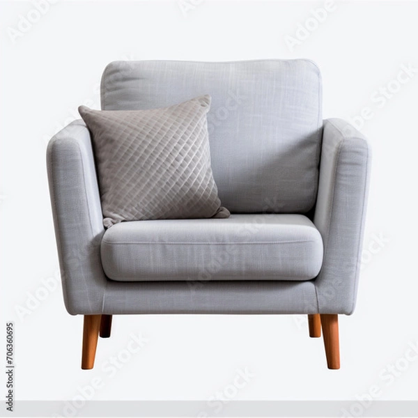 Fototapeta photography of a grey armchair isolated on a transparent background created with Generative Ai