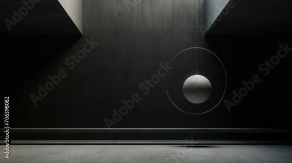 Obraz Minimalistic geometric composition an isolated sphere hanging in the void AI generated illustration