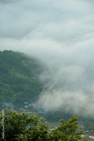 Obraz Morning mist on the high mountains.