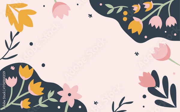 Fototapeta Floral abstract background poster. Good for fashion fabrics, postcards, email header, wallpaper, banner, events, covers, advertising, and more. Valentine's day, women's day, mother's day background.