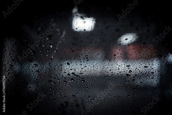 Fototapeta Close up abstract texture view of a car windshield in an automatic car wash