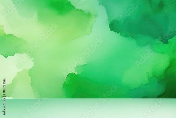 Fototapeta Abstract aquarel green studio background for product presentation